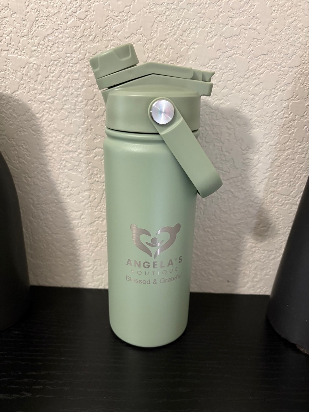 Sage Green Insulated Water Bottle with Flip Lid